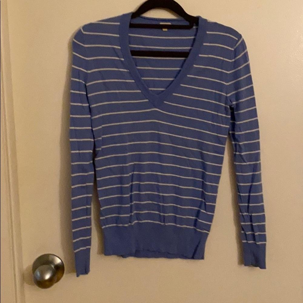Jcrew blue and white striped sweater